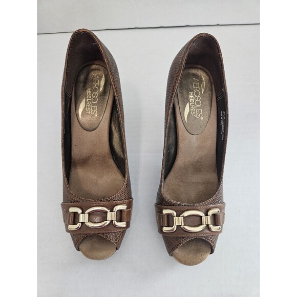 Aerosoles Brown Peep Toe Pumps Heels Shoes Women's 6.5 Heelrest - Picture 3 of 7